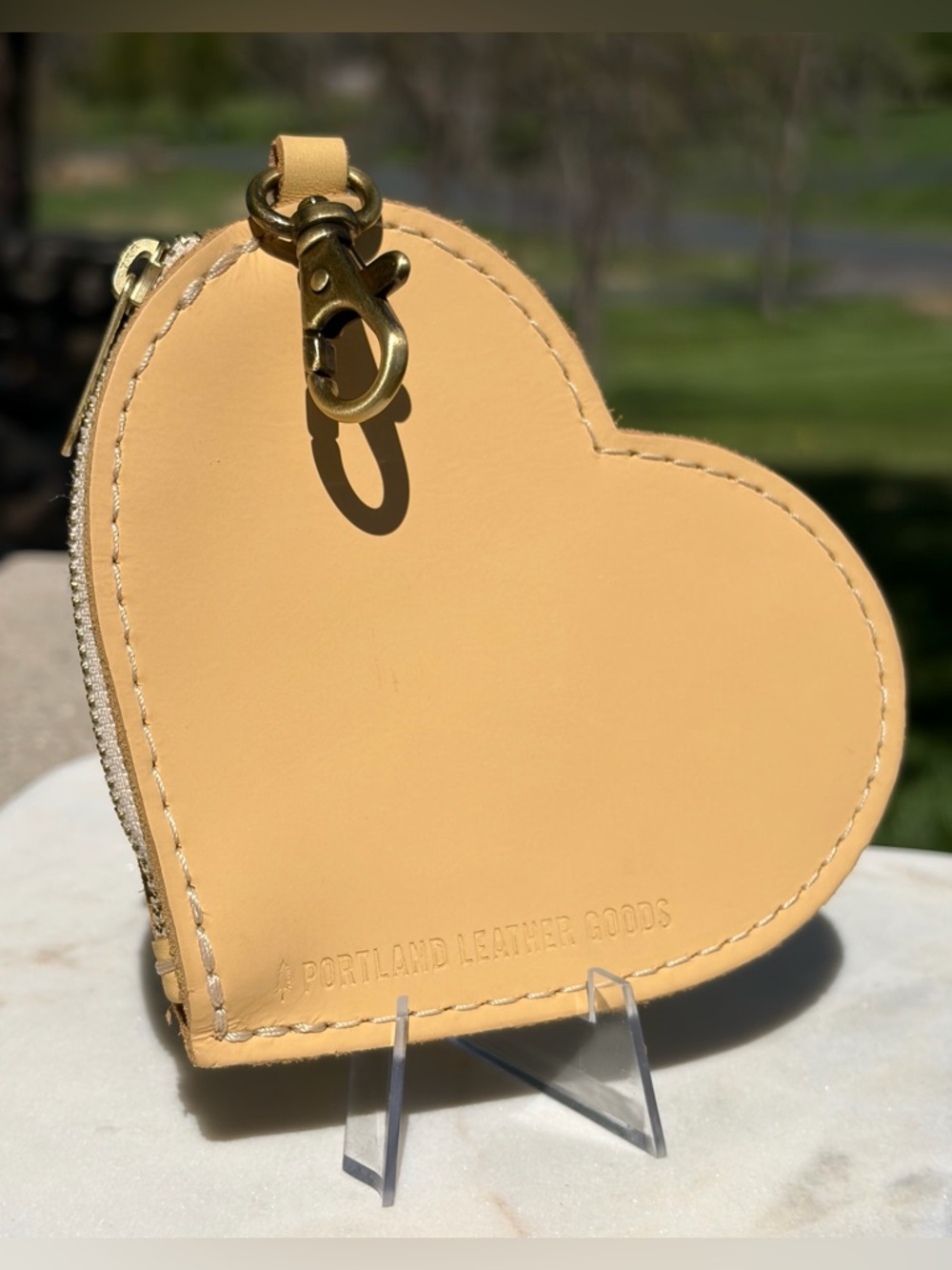 Heart Coin Pouch Portland Leather Goods Vanilla Yellow Full-Grain Leather NWOT - Picture 3 of 7